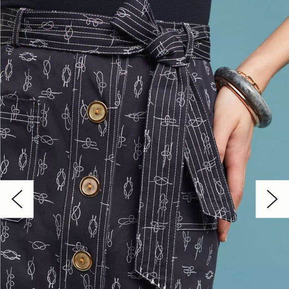 Corey Lynn Calter Knot skirt Anthropologie L nautical kitschy button front - Picture 4 of 8
